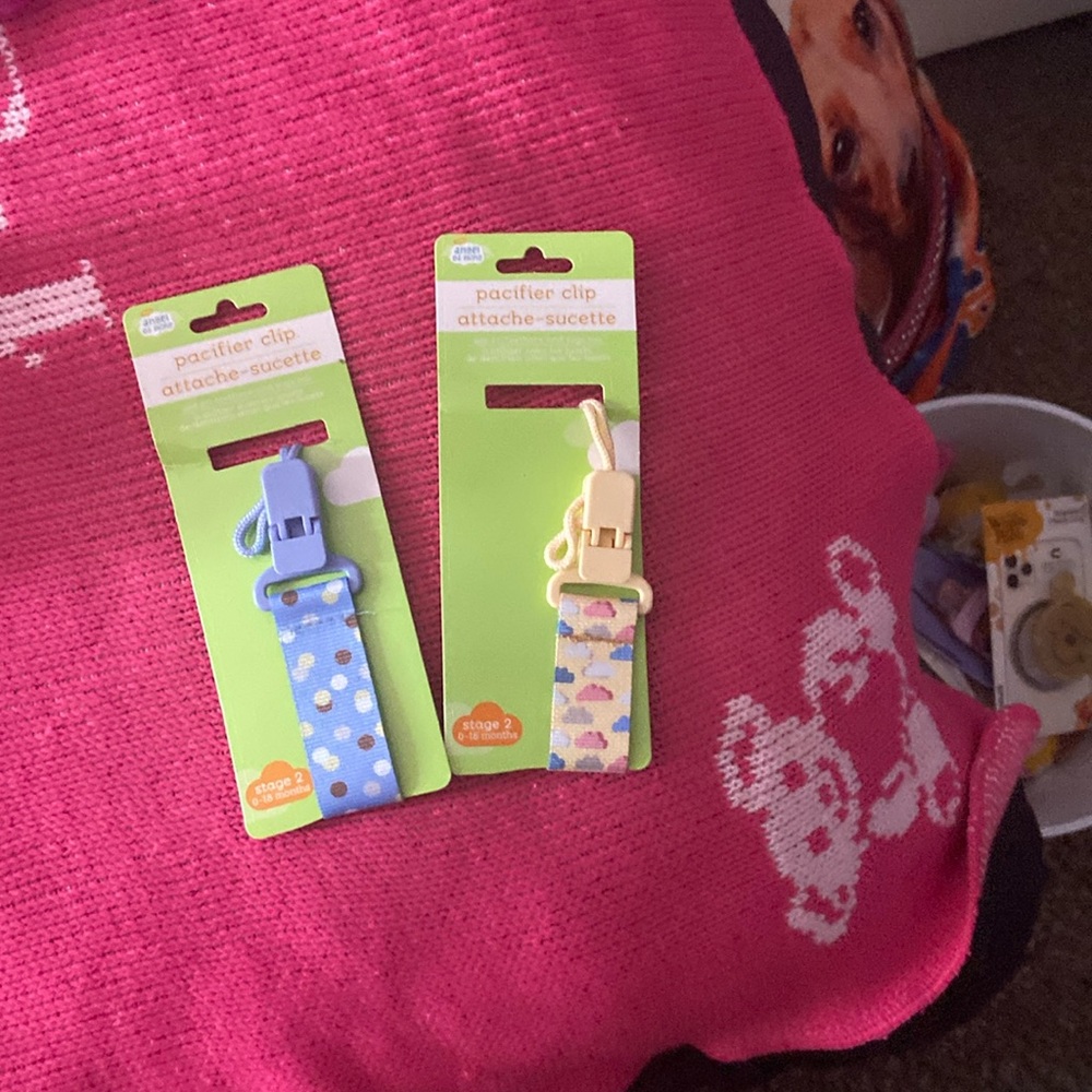 Two pacifier clips